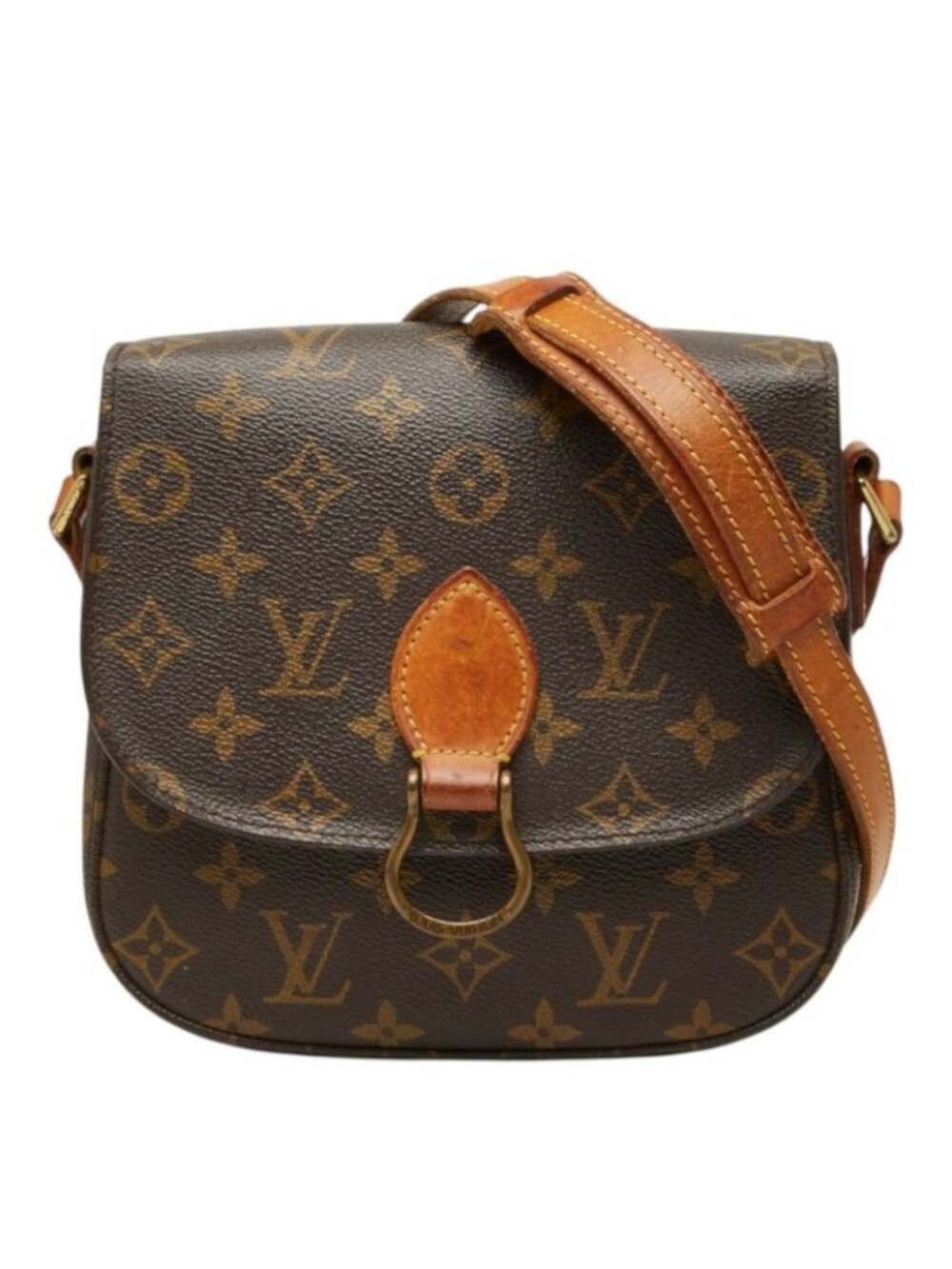 Louis Vuitton Monogram Saint-cloud MM Crossbody Shoulder Bag Brown Leather